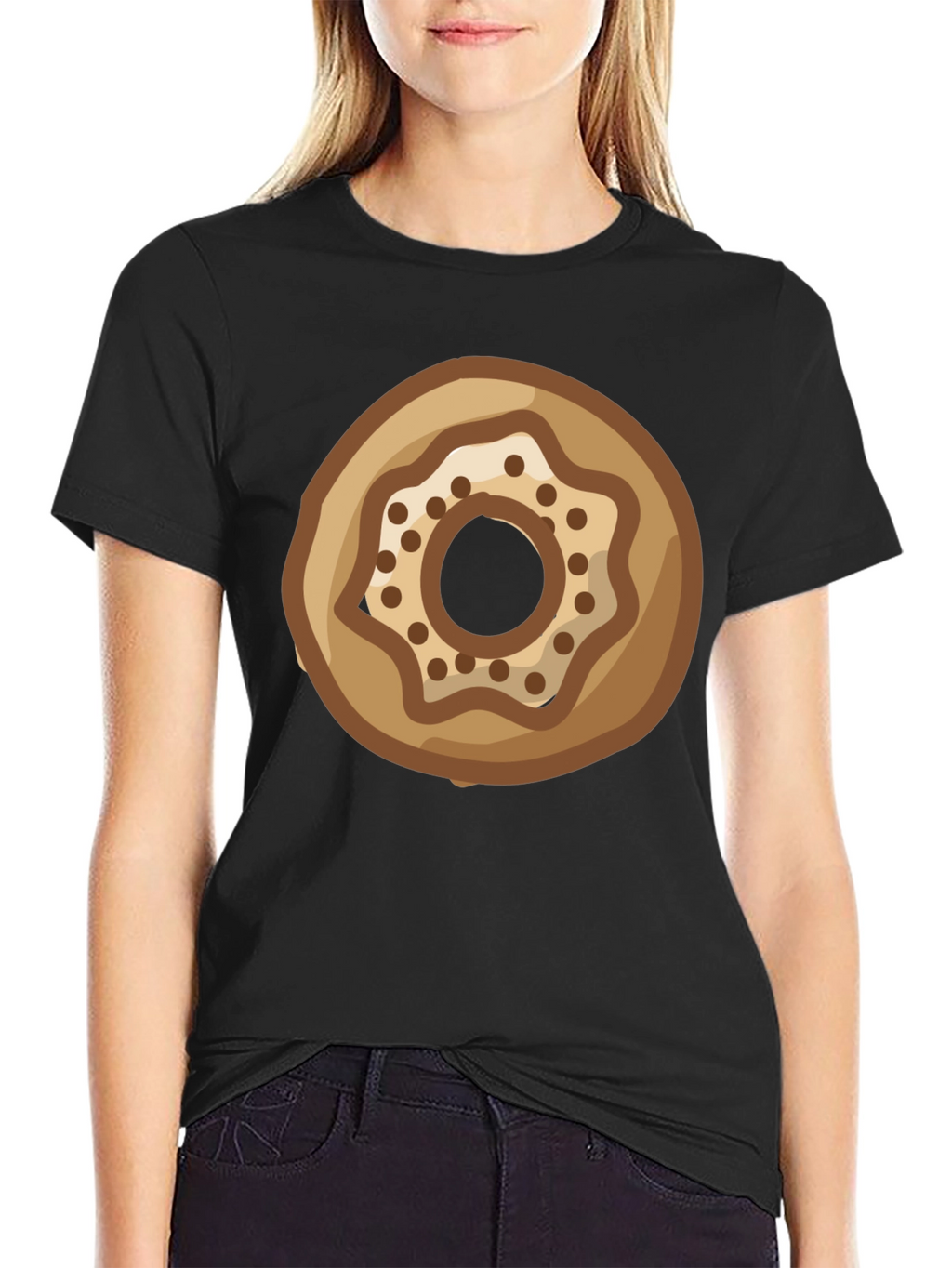 Donut Graphic Print Black T-Shirt