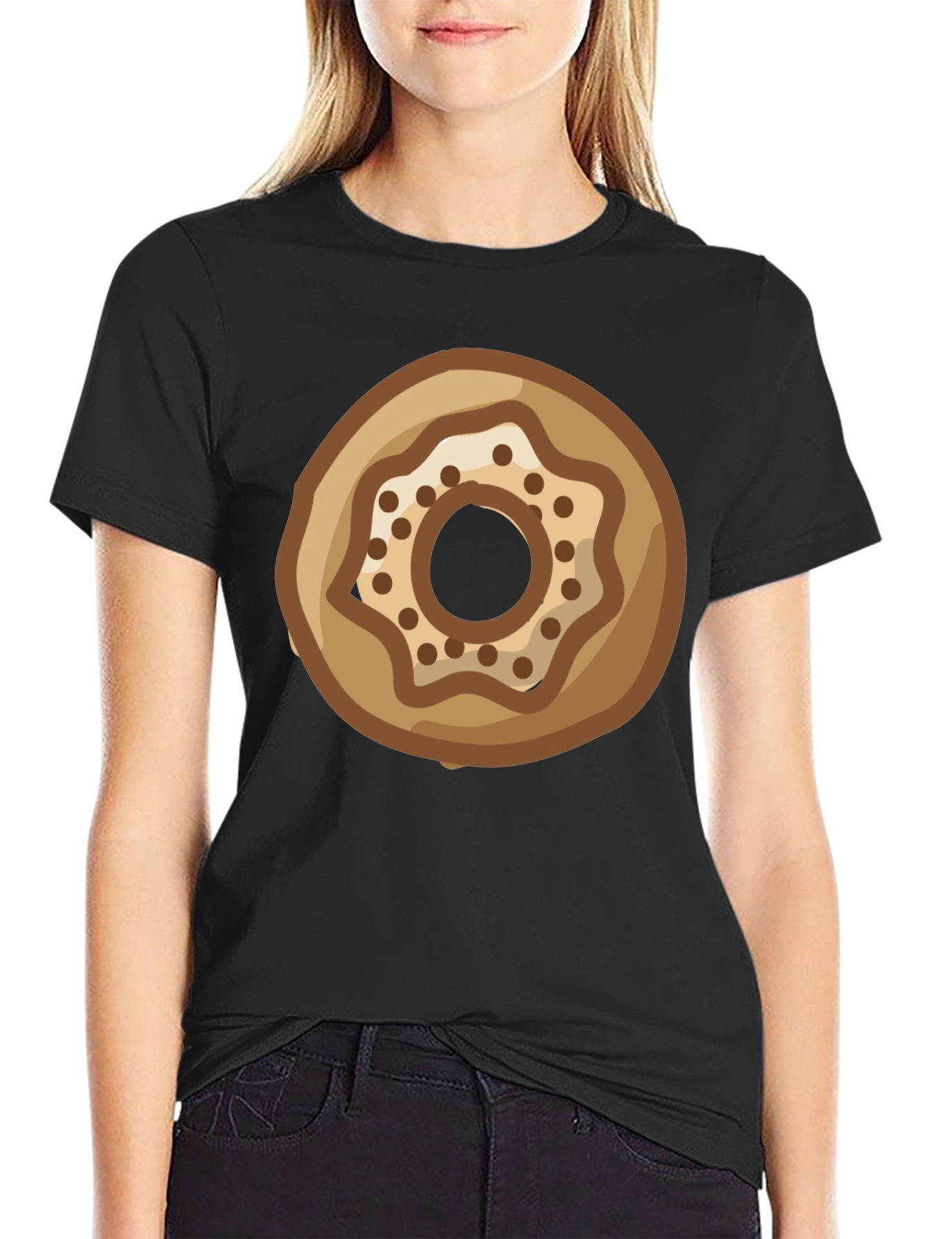 Donut Graphic Print Black T-Shirt