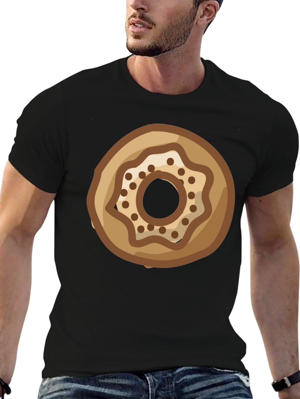 Donut Graphic Print Black T-Shirt