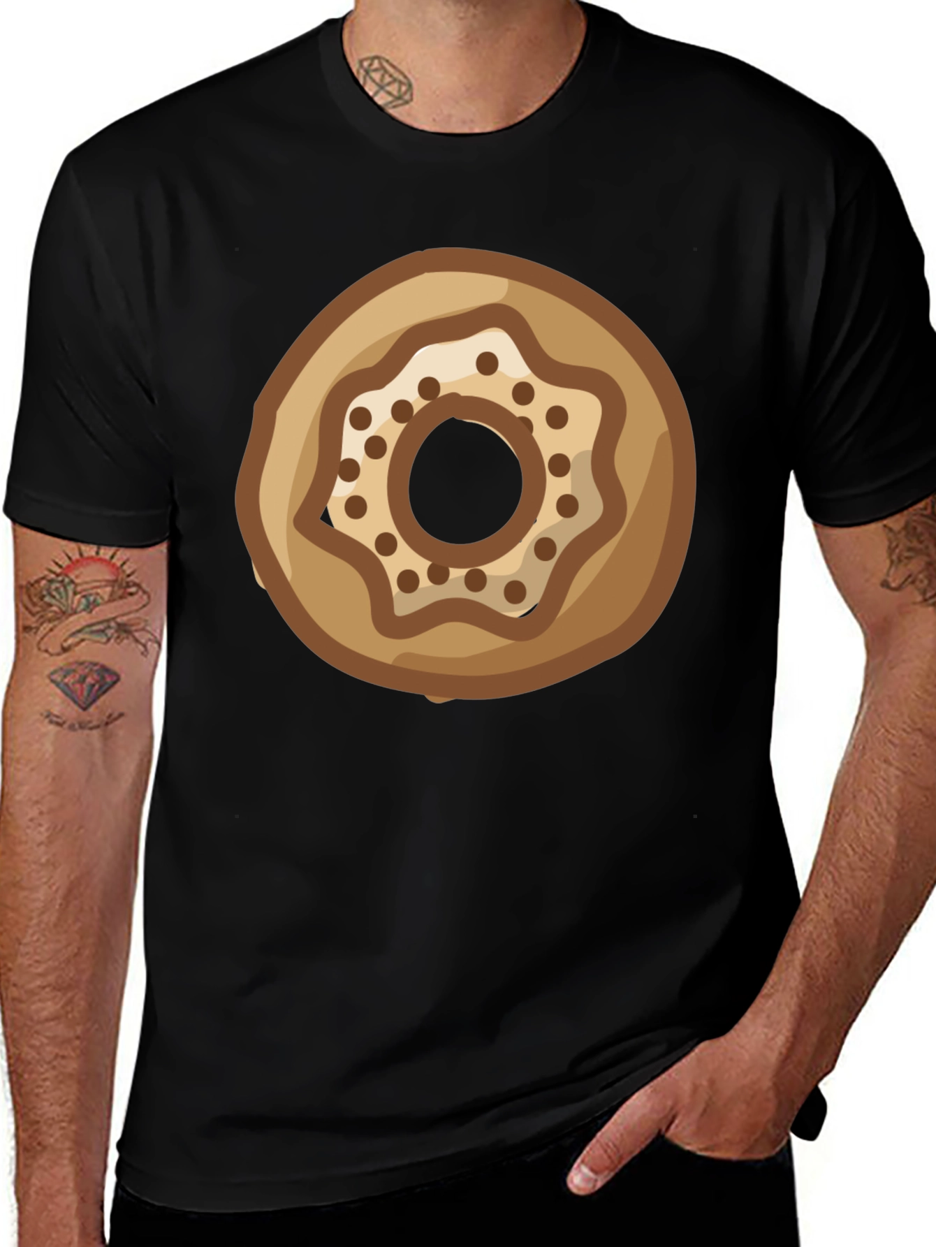 Donut Graphic Print Black T-Shirt