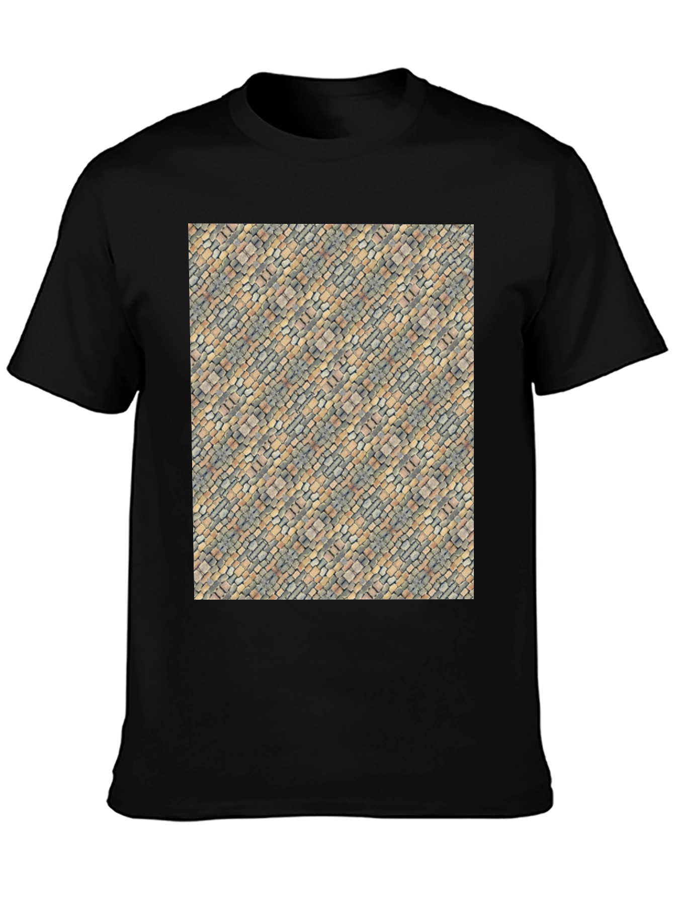 Urban Cobblestone Graphic Tee - Stylish Black T-Shirt