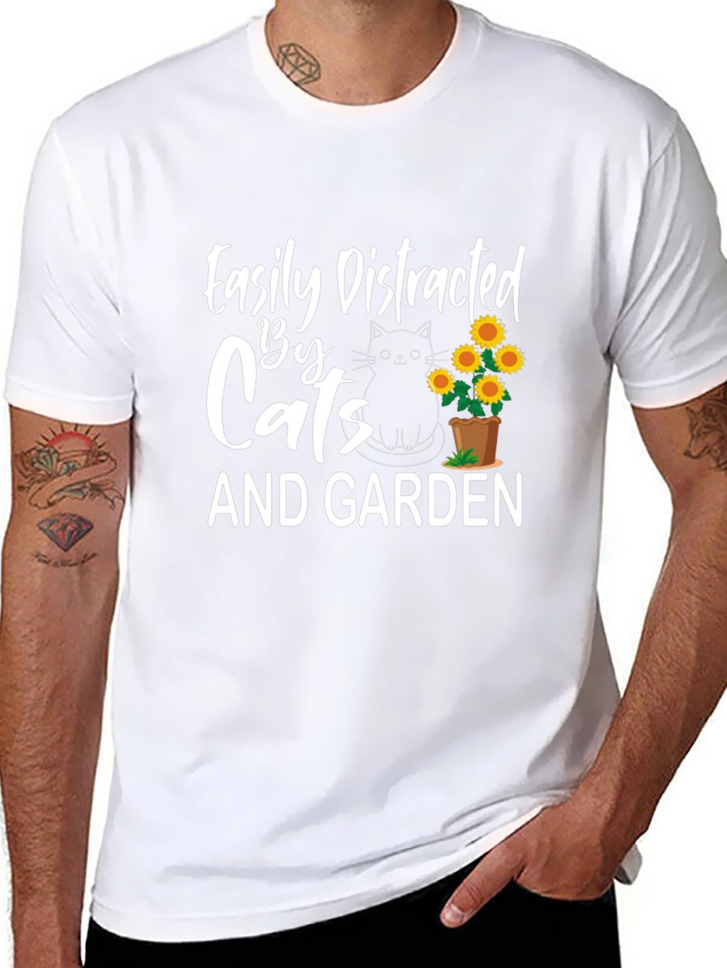 Easily Distracted by Cats and Garden T-Shirt