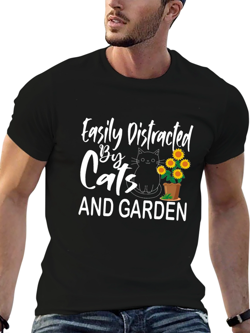 Easily Distracted by Cats and Garden T-Shirt
