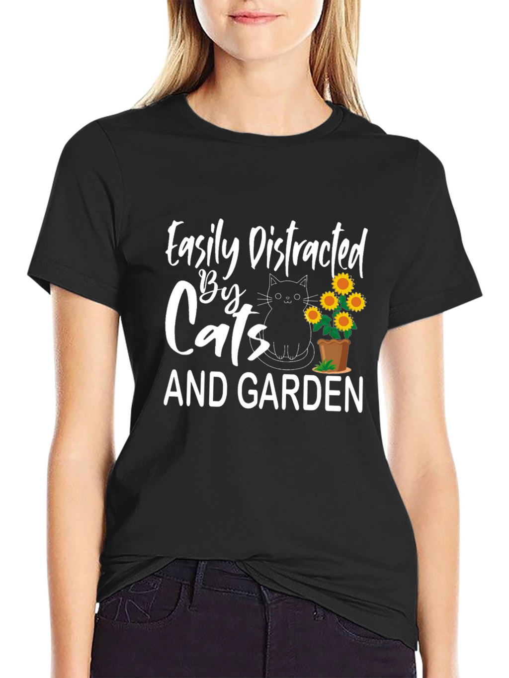 Easily Distracted by Cats and Garden T-Shirt