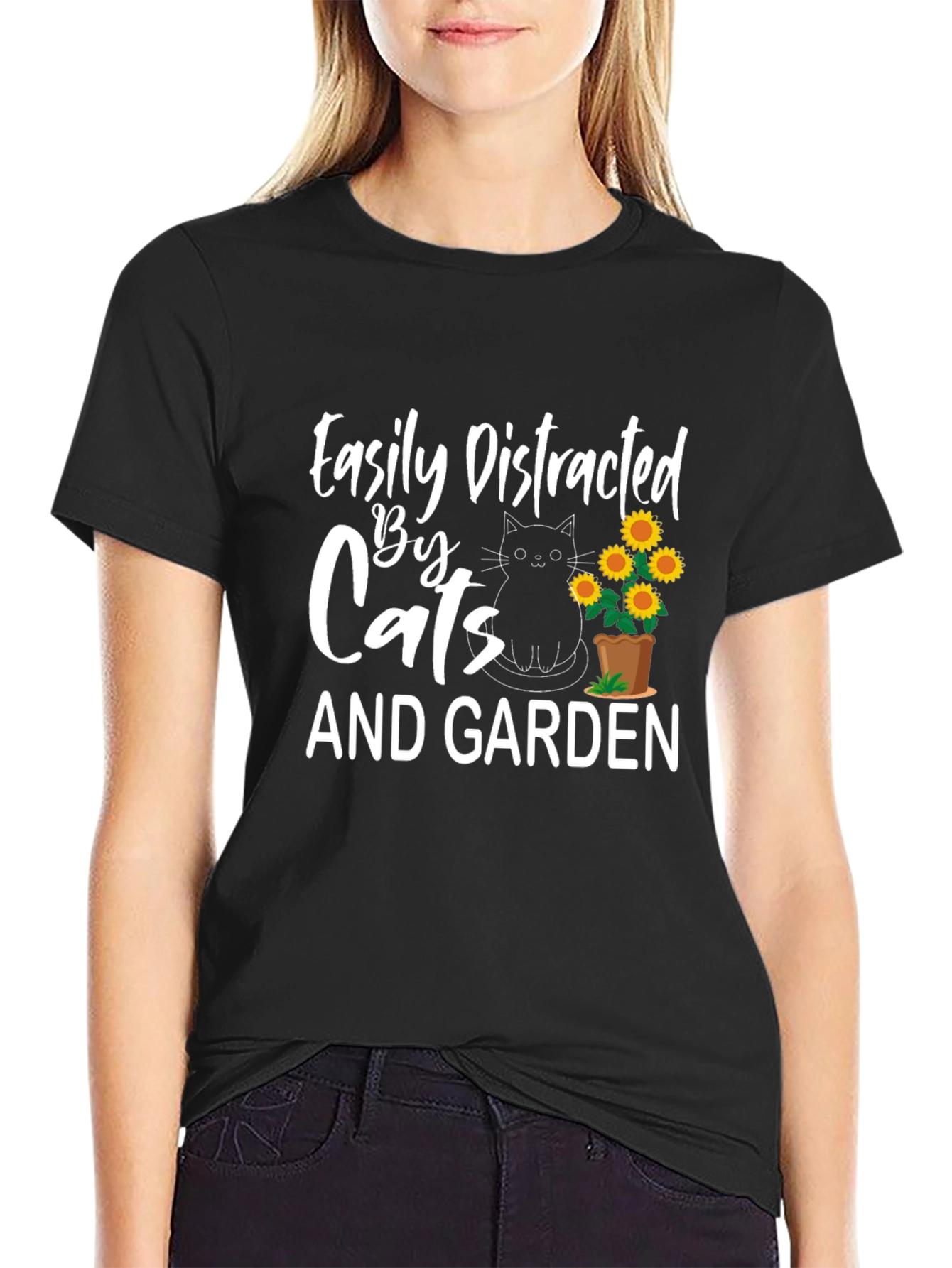 Easily Distracted by Cats and Garden T-Shirt