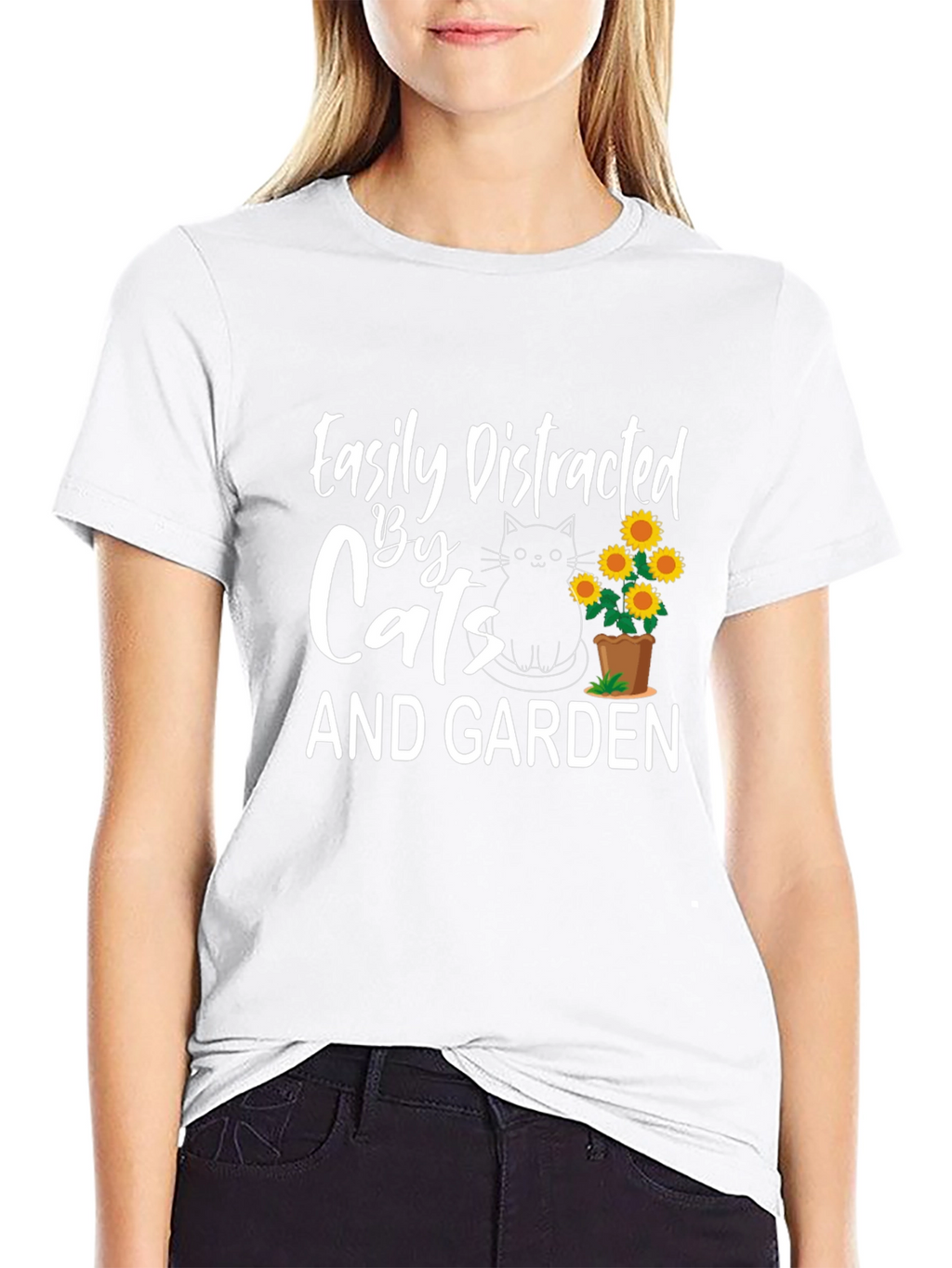 Easily Distracted by Cats and Garden T-Shirt