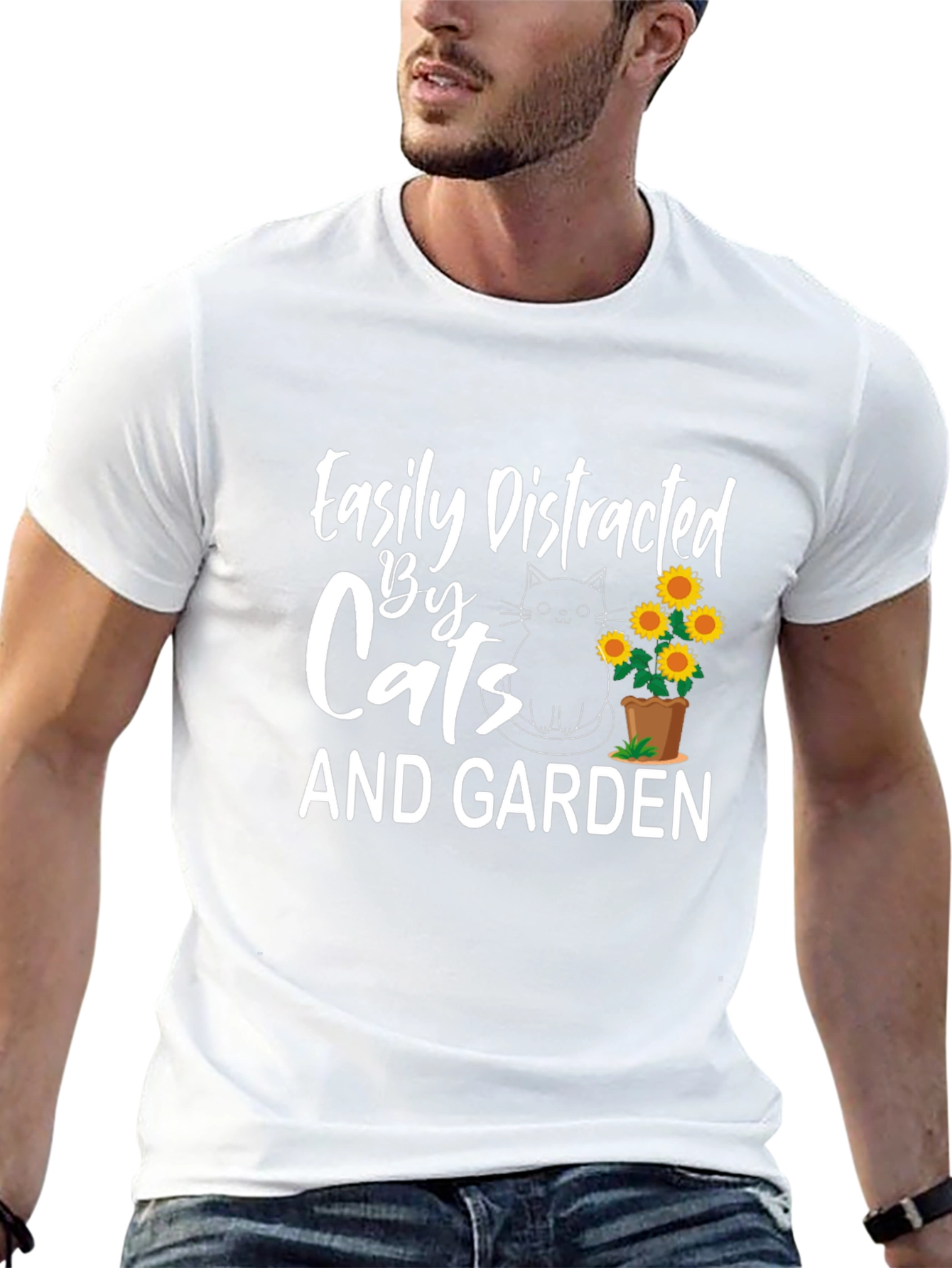 Easily Distracted by Cats and Garden T-Shirt