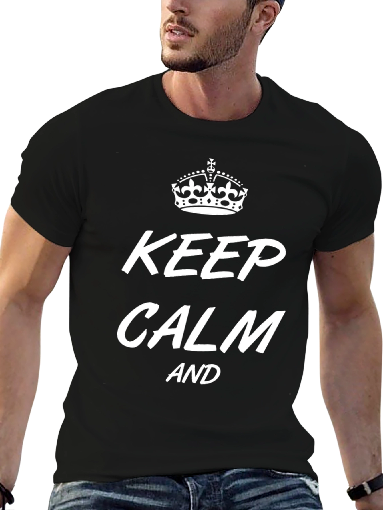 Keep Calm T-Shirt - Crown Graphic Print