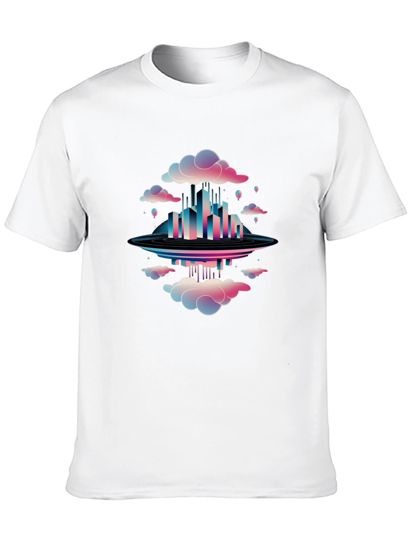 Abstract Cityscape Graphic Tee - Black Cotton