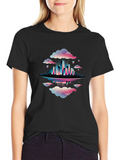 Abstract Cityscape Graphic Tee - Black Cotton