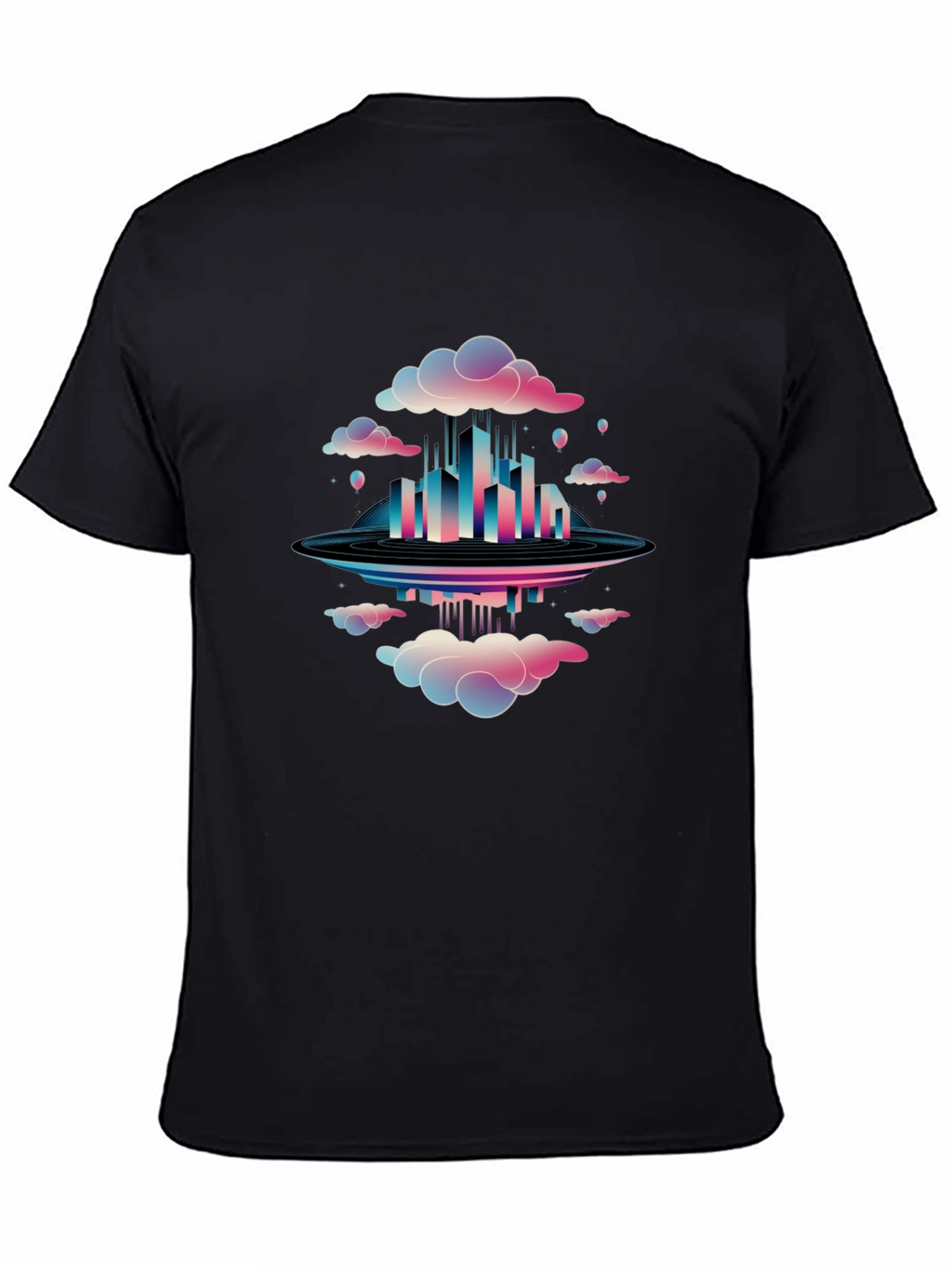 Abstract Cityscape Graphic Tee - Black Cotton