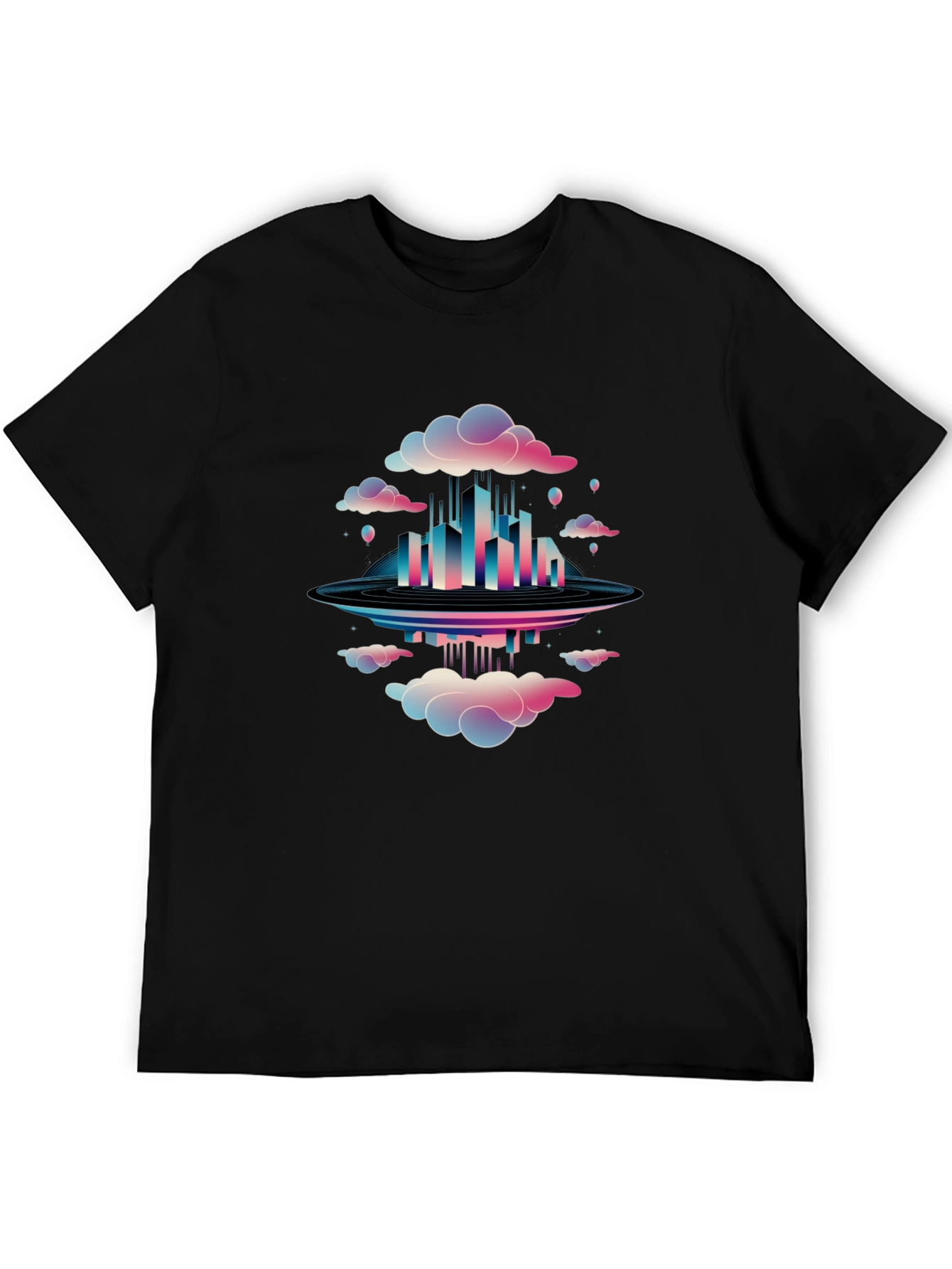 Abstract Cityscape Graphic Tee - Black Cotton