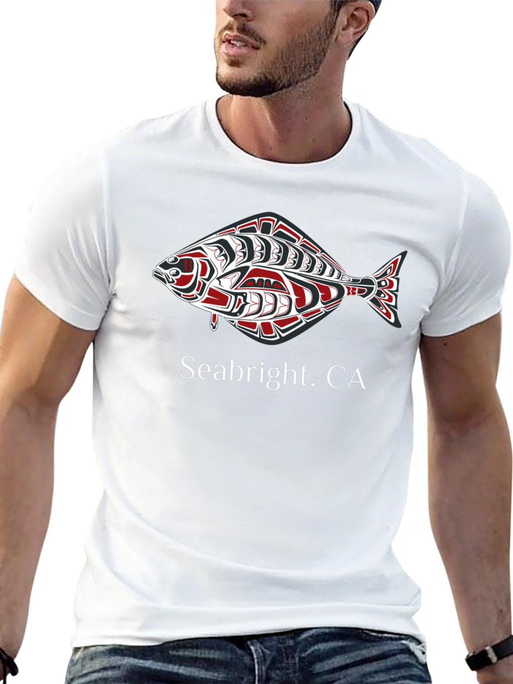 Seabright CA Graphic Tee - Native Art Fish Design
