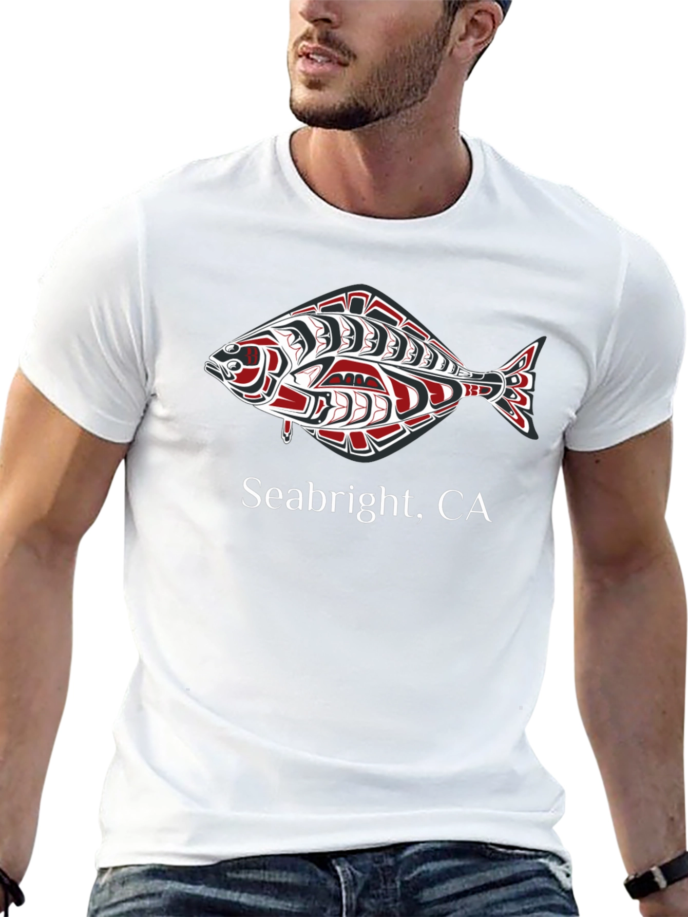 Seabright CA Graphic Tee - Native Art Fish Design