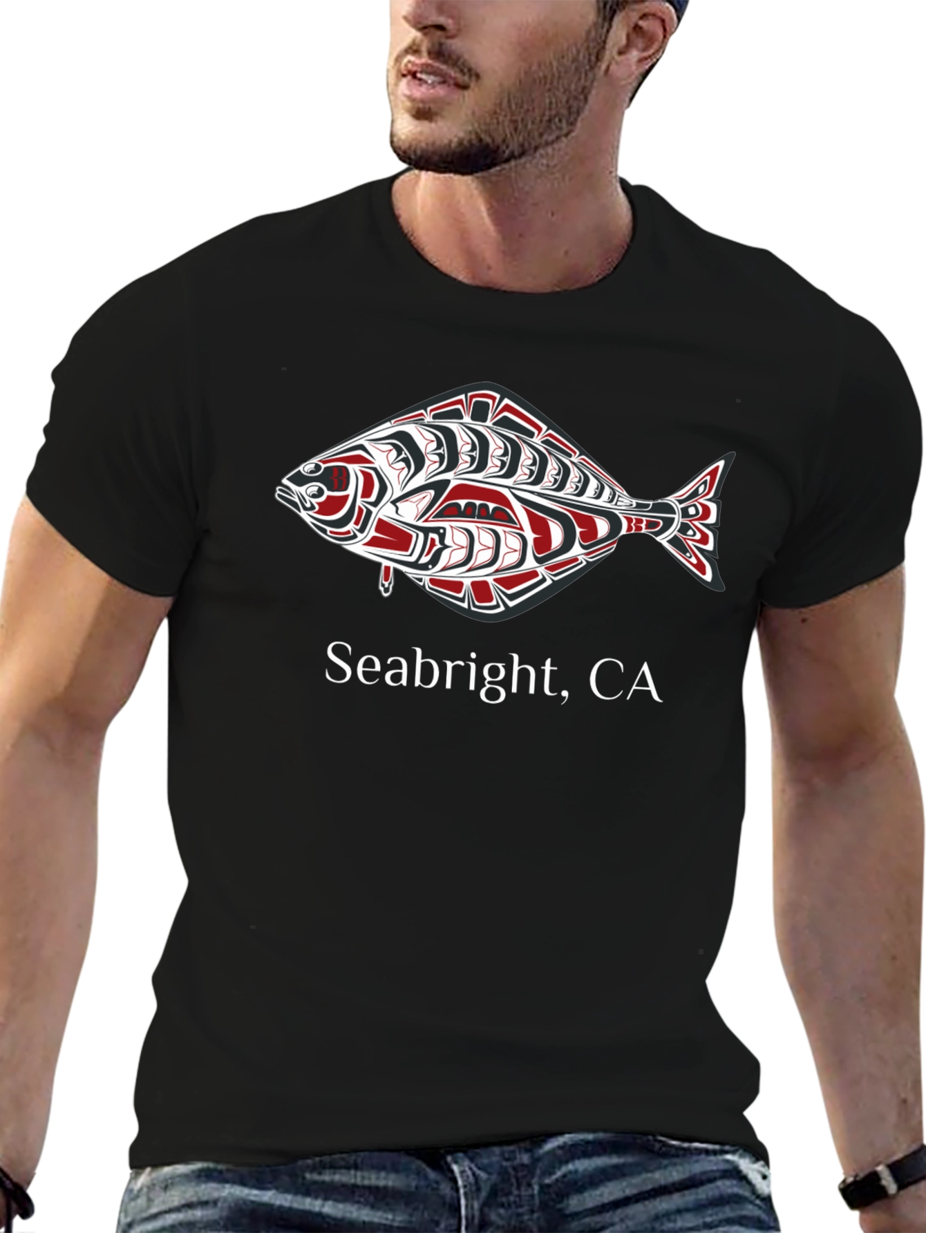 Seabright CA Graphic Tee - Native Art Fish Design
