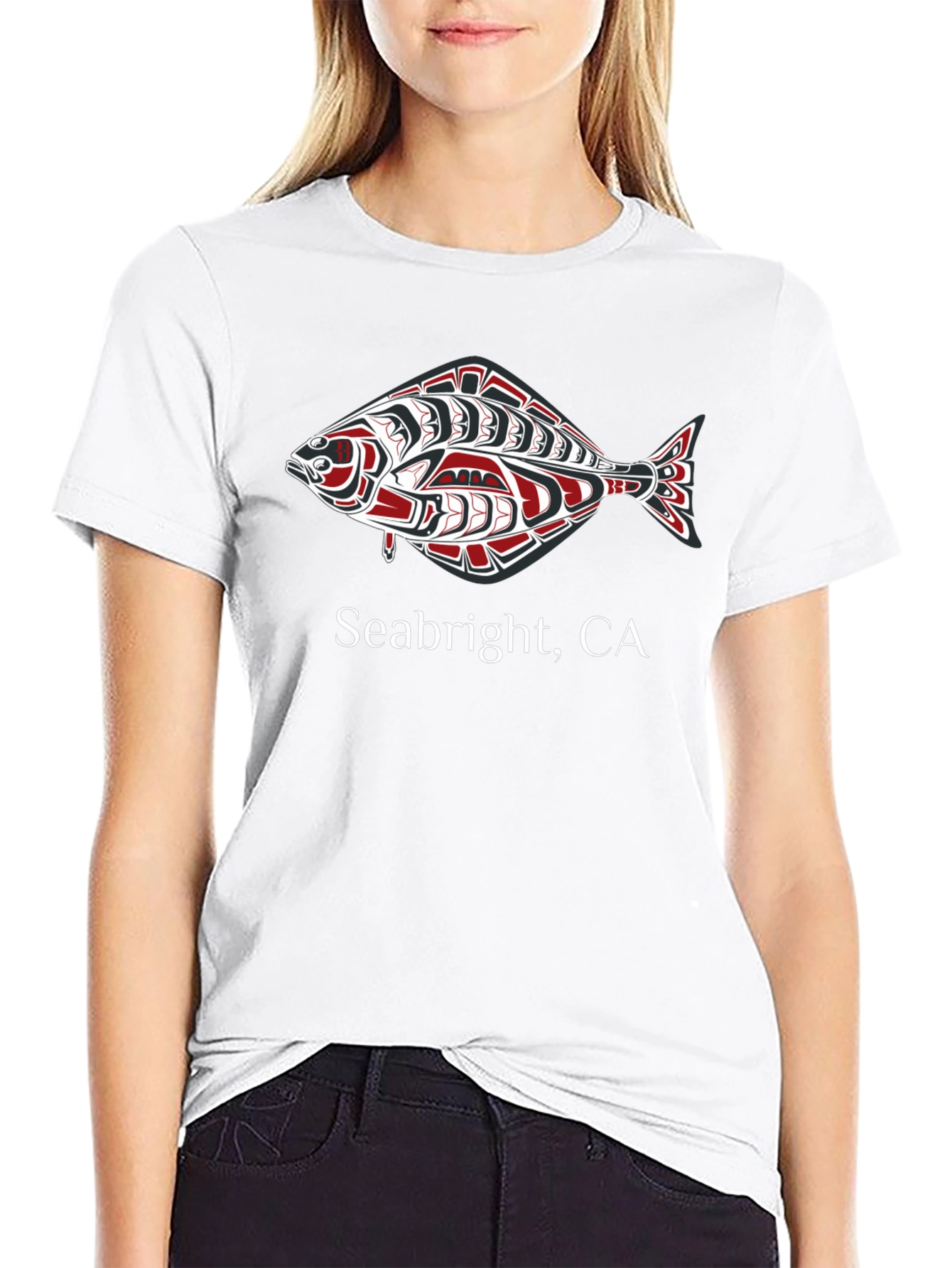 Seabright CA Graphic Tee - Native Art Fish Design