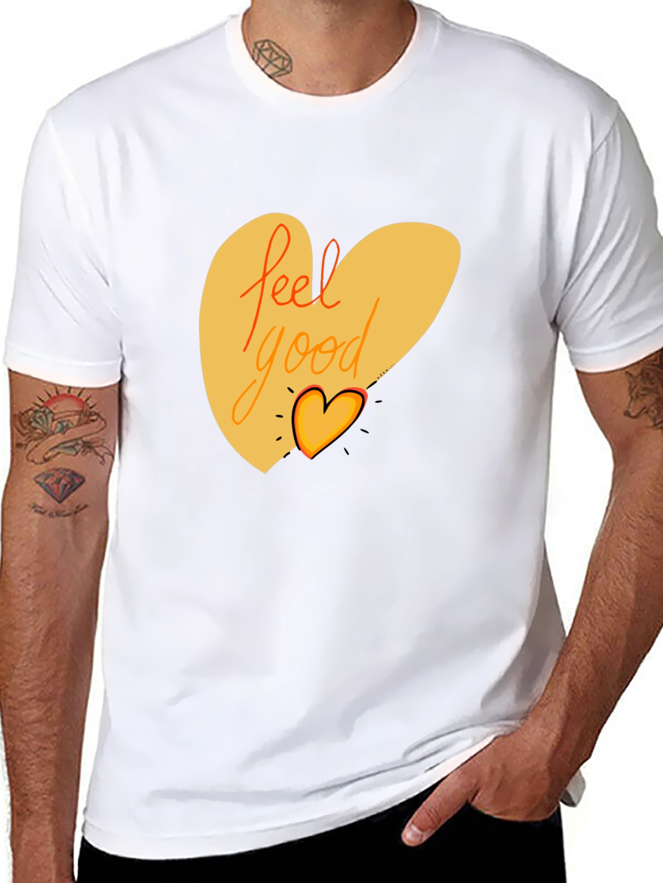 Feel Good Graphic Tee - Black Cotton Blend Shirt