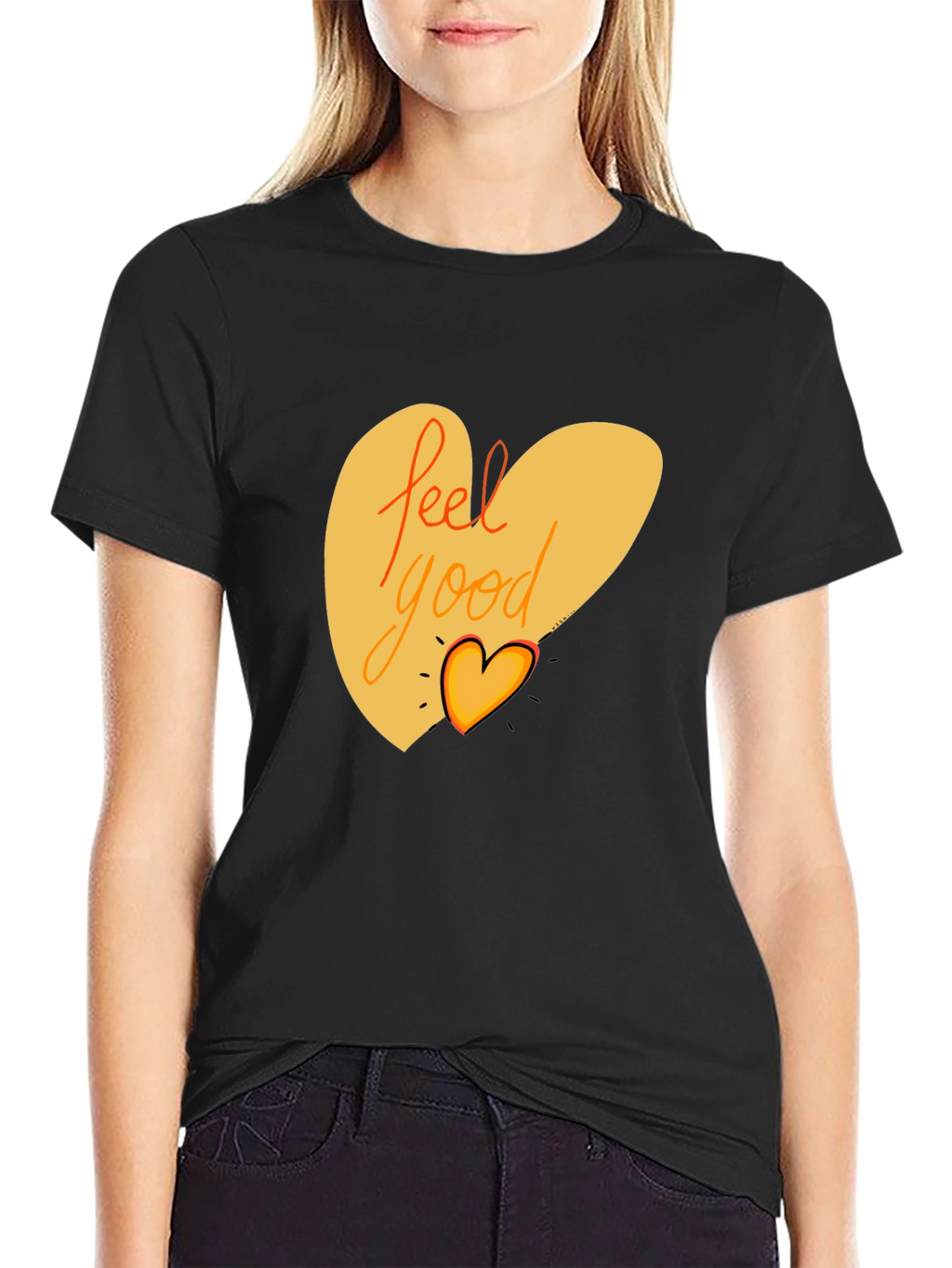 Feel Good Graphic Tee - Black Cotton Blend Shirt