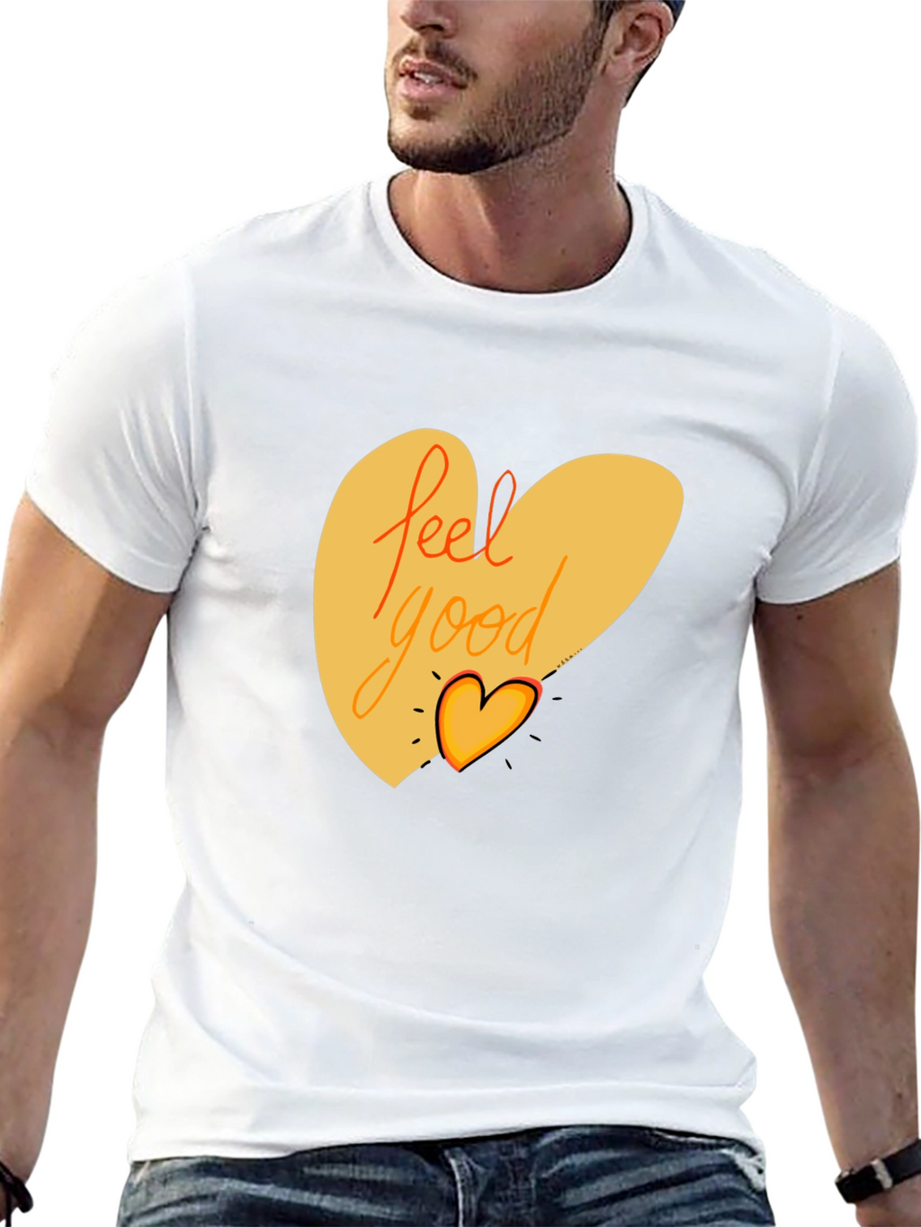 Feel Good Graphic Tee - Black Cotton Blend Shirt