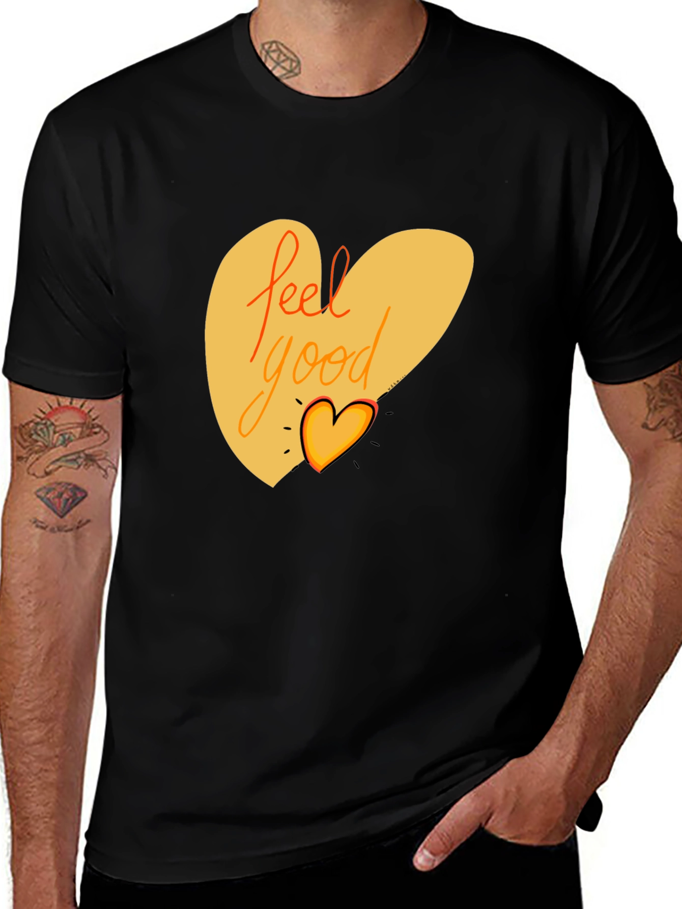 Feel Good Graphic Tee - Black Cotton Blend Shirt