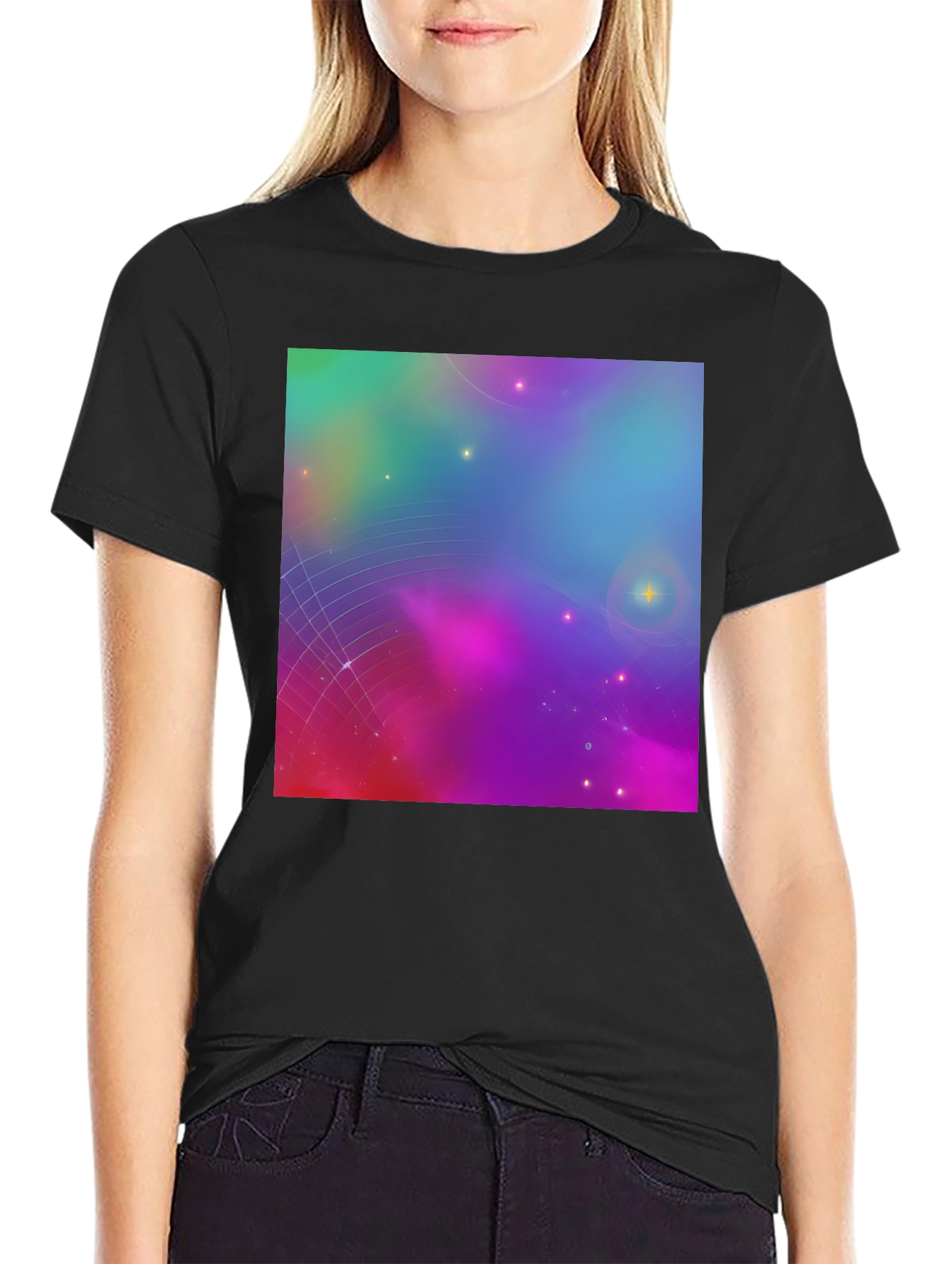 Galaxy Print Black Tee