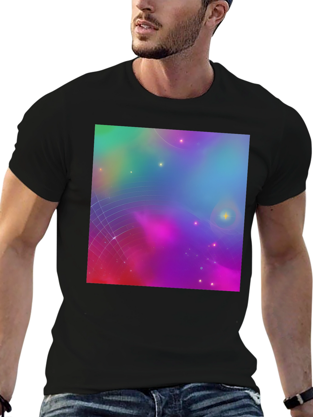 Galaxy Print Black Tee