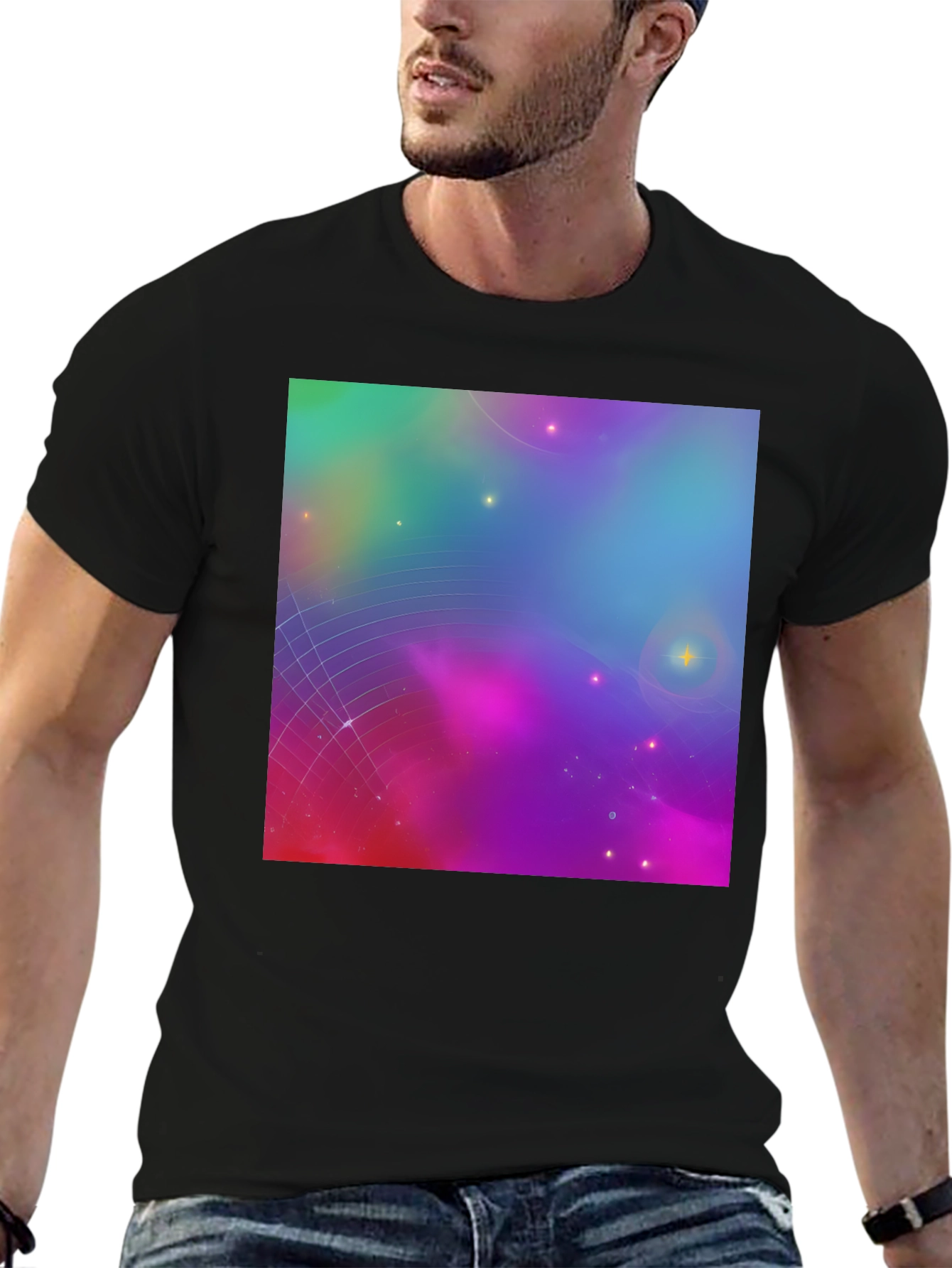 Galaxy Print Black Tee