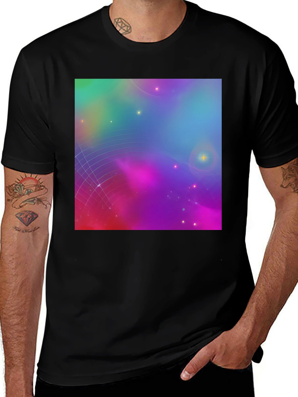 Galaxy Print Black Tee