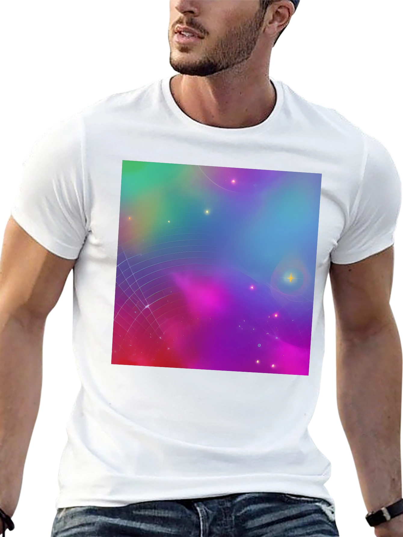 Galaxy Print Black Tee