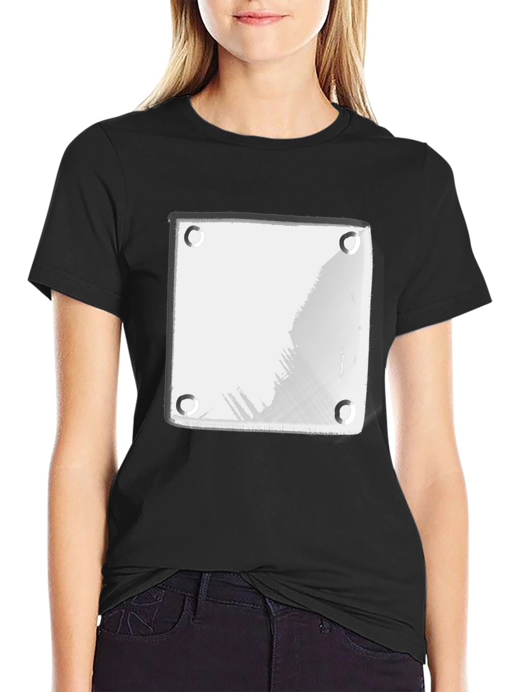 Modern Black T-Shirt with White Plate Graphic