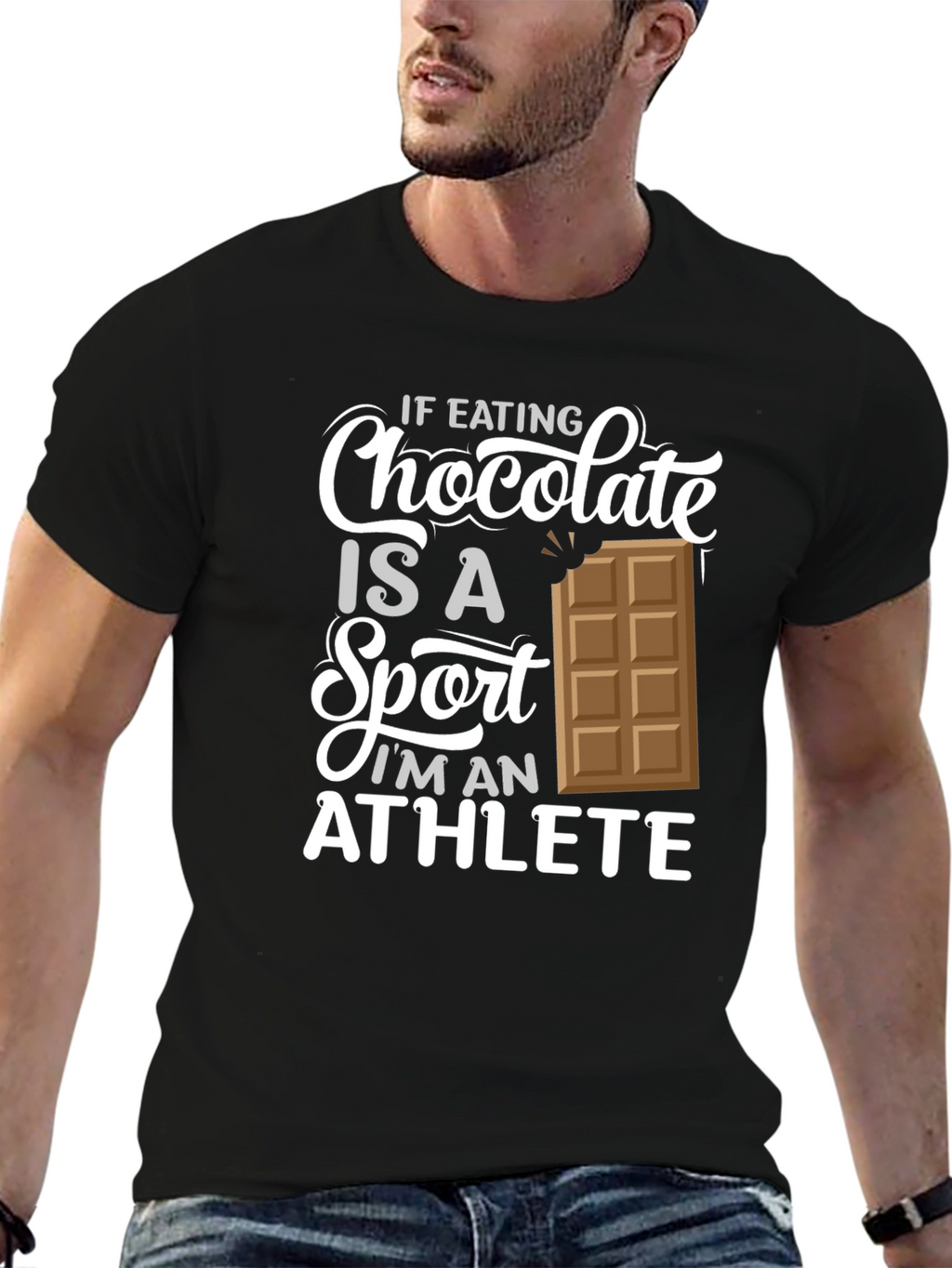Chocolate Sport Athlete Black Graphic T-Shirt