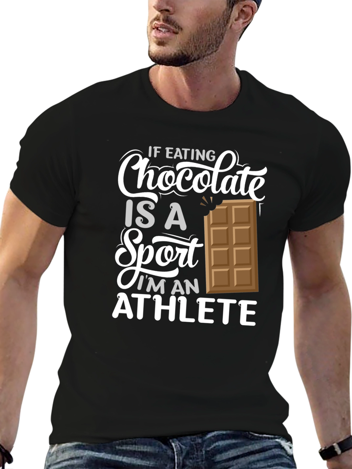 Chocolate Sport Athlete Black Graphic T-Shirt