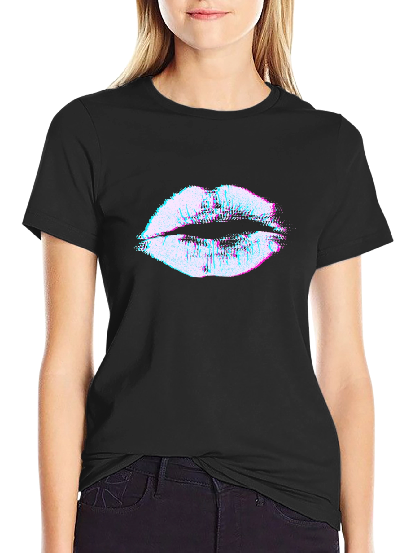 Abstract Lips Graphic T-Shirt - Trendy Design