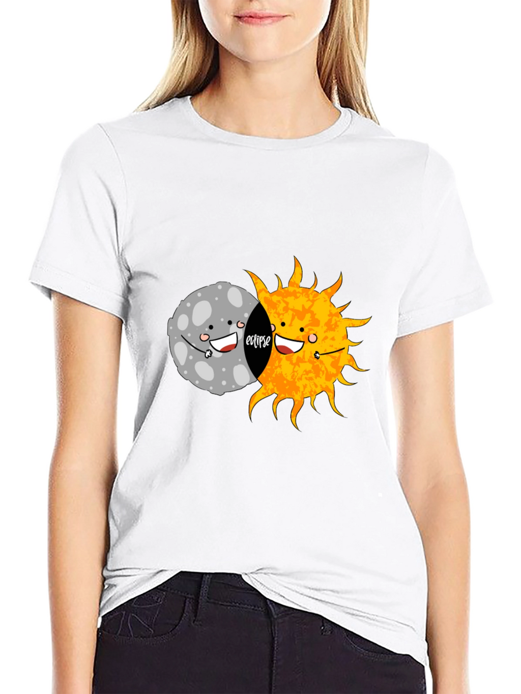 Eclipse Graphic Tee - Cute Moon and Sun Design