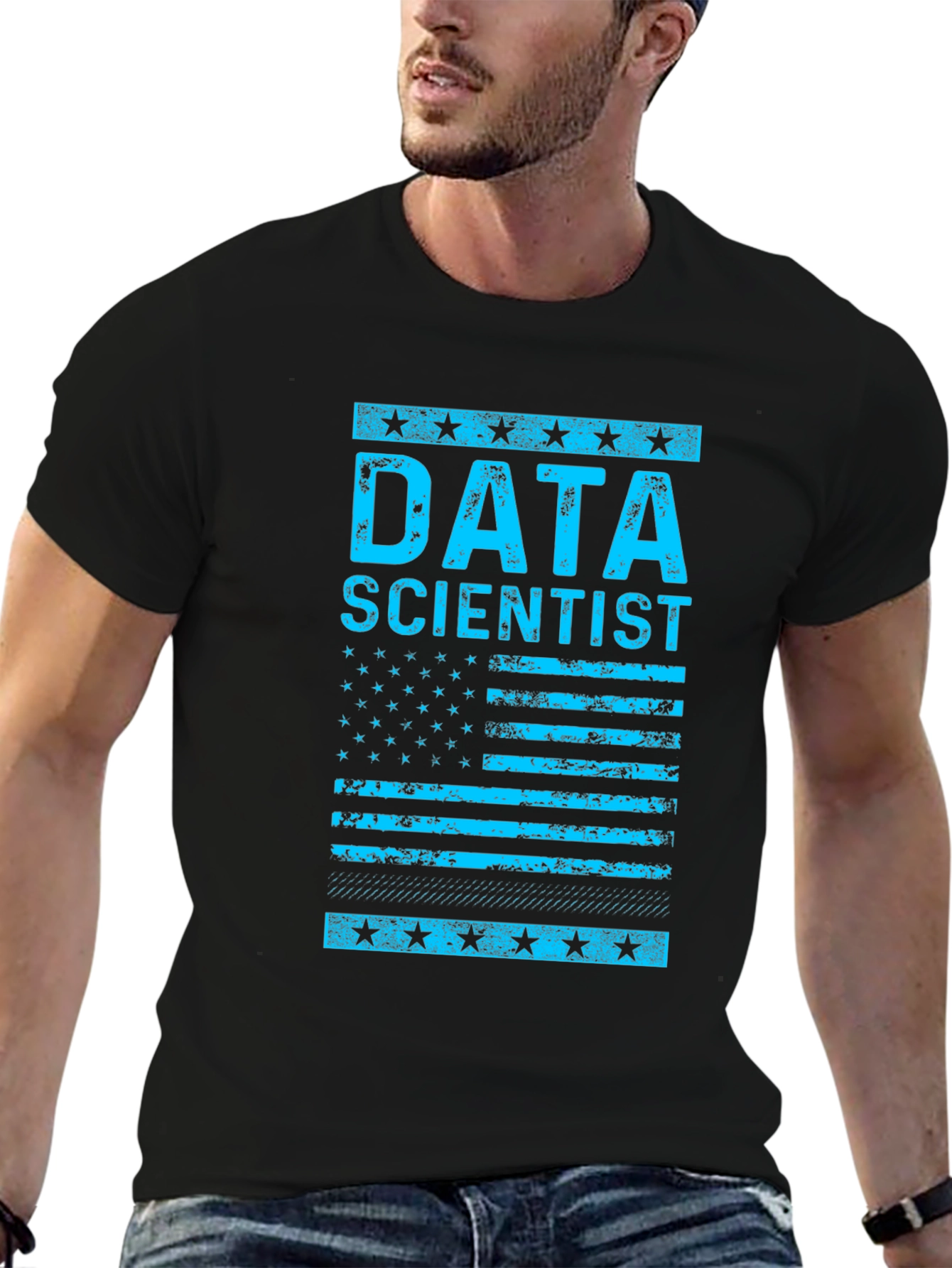 Data Scientist American Flag Black T-Shirt