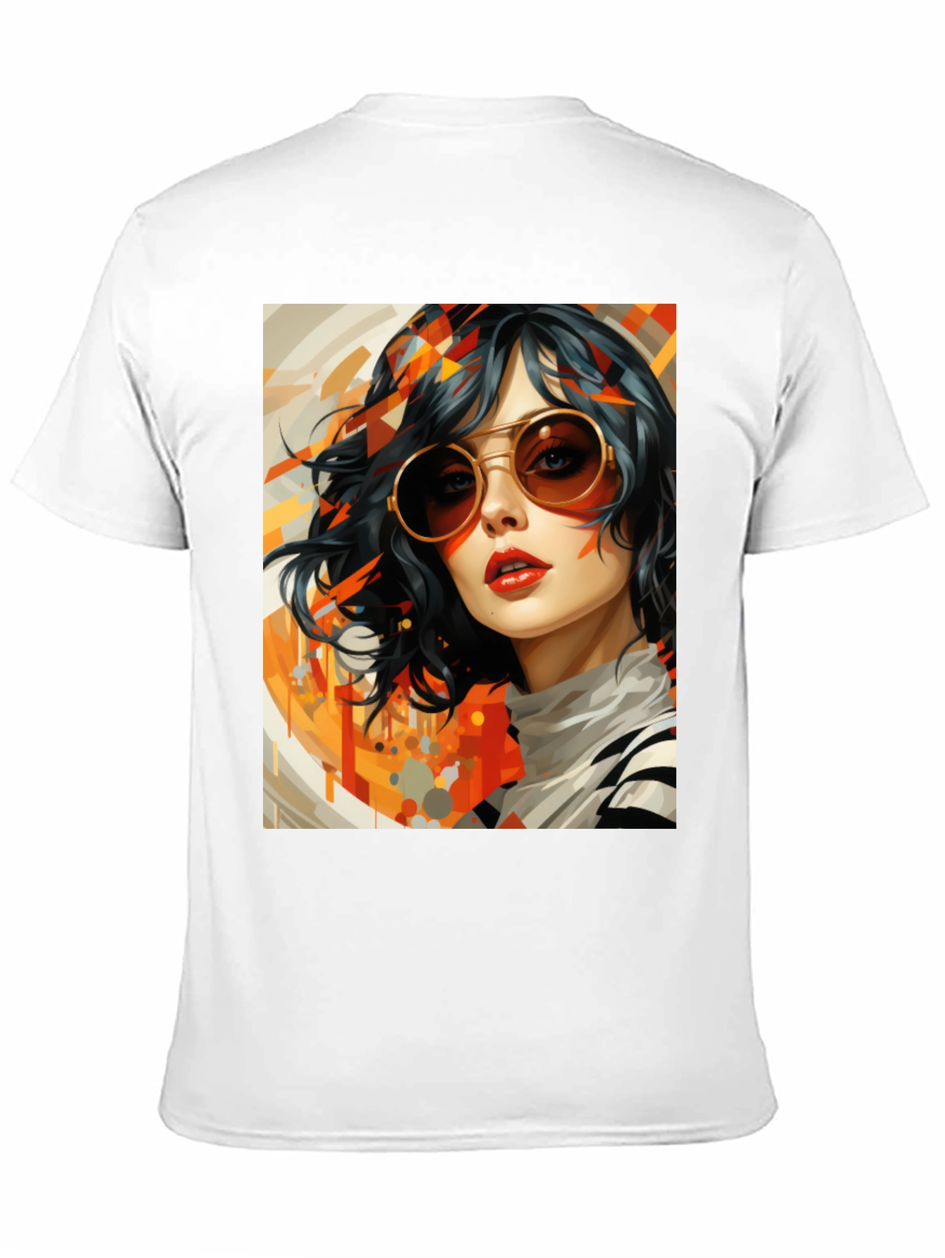 Retro Art Woman Graphic Tee - Stylish Black T-Shirt