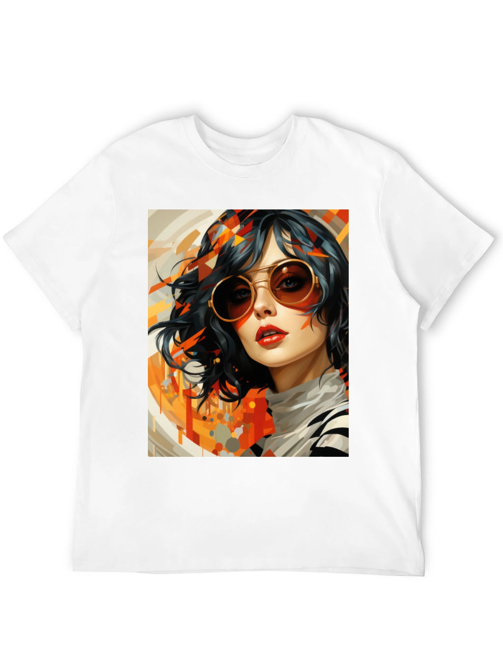 Retro Art Woman Graphic Tee - Stylish Black T-Shirt