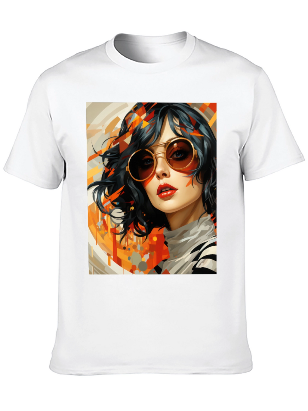 Retro Art Woman Graphic Tee - Stylish Black T-Shirt