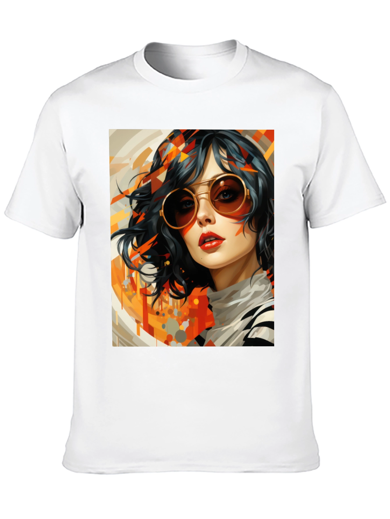 Retro Art Woman Graphic Tee - Stylish Black T-Shirt