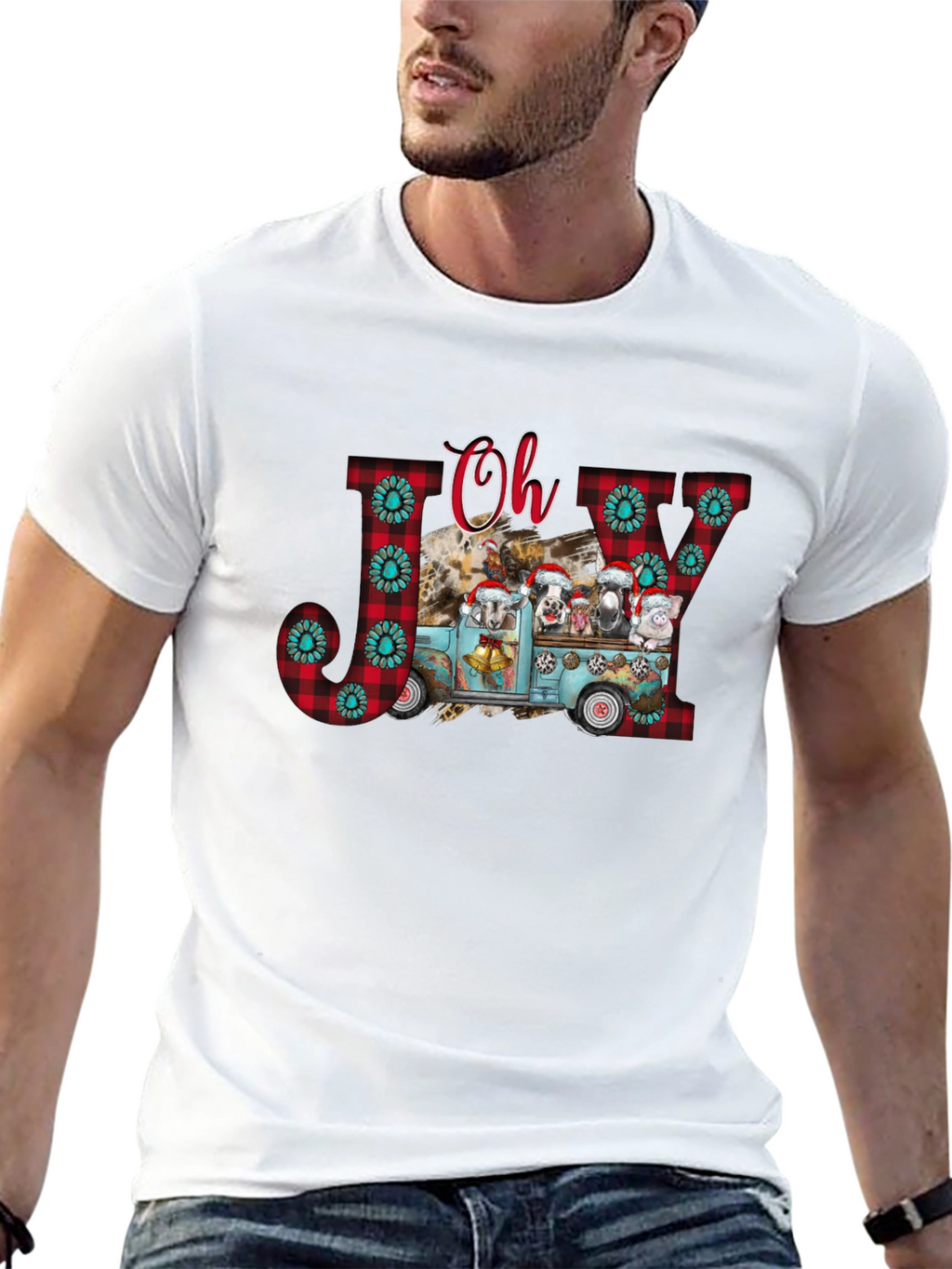 Oh Joy Farm Animal Christmas Truck T-Shirt