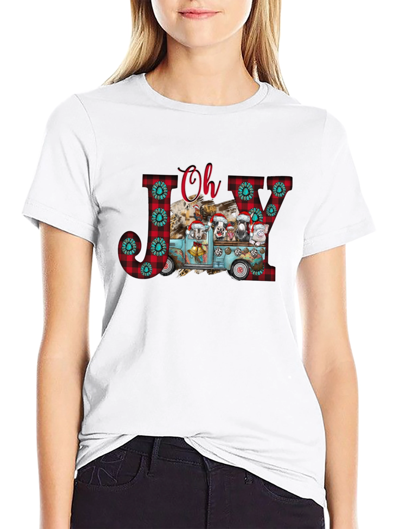 Oh Joy Farm Animal Christmas Truck T-Shirt