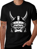 Viking Gorilla Graphic T-Shirt - Black