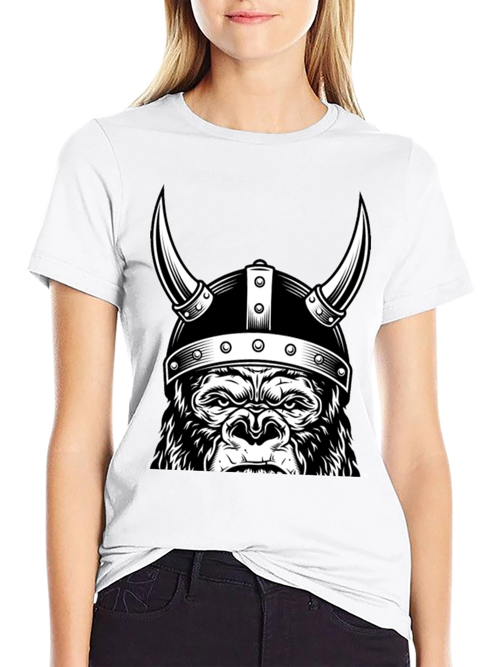 Viking Gorilla Graphic T-Shirt - Black