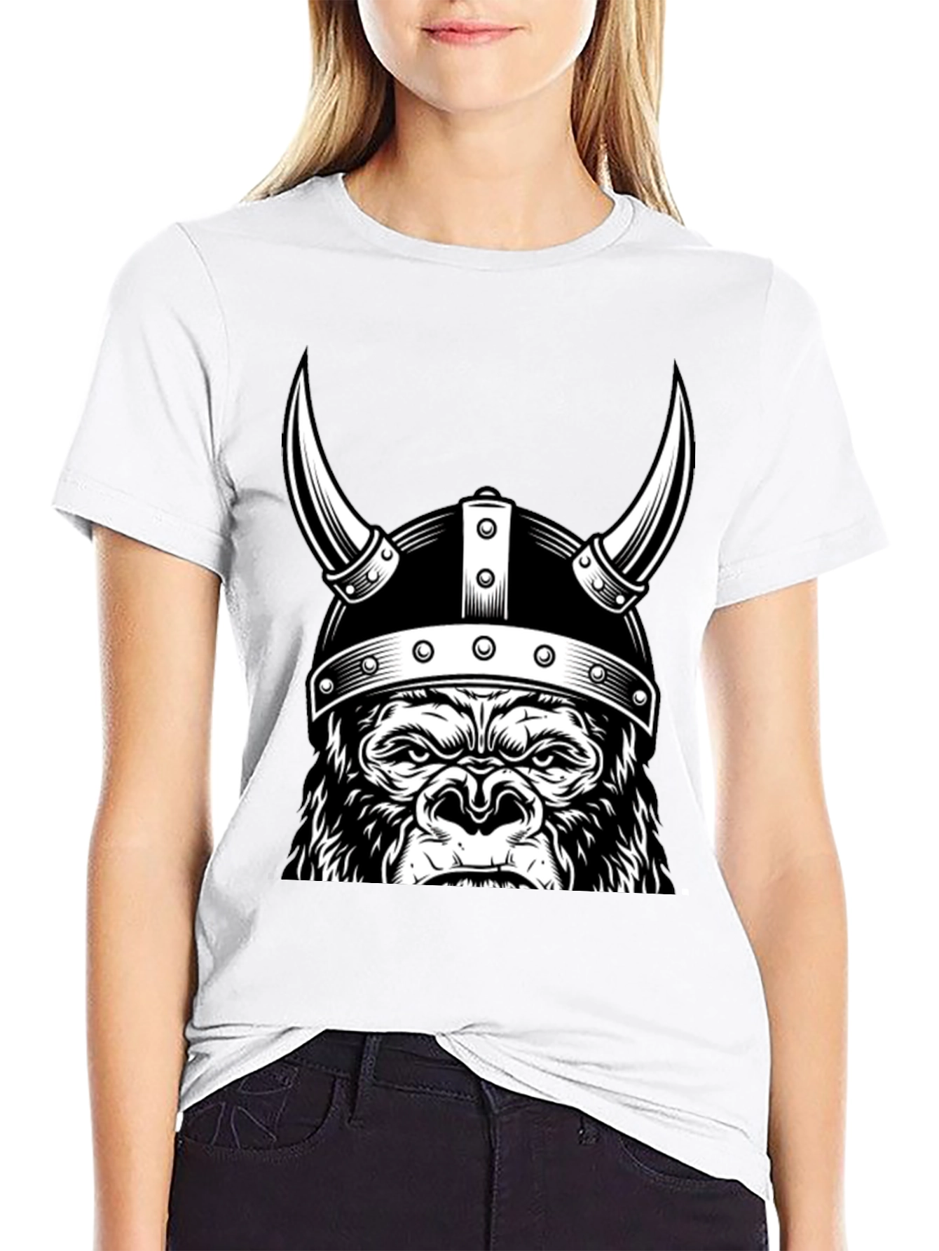 Viking Gorilla Graphic T-Shirt - Black