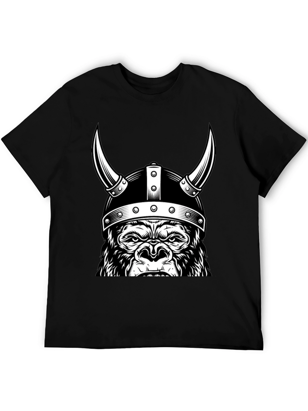 Viking Gorilla Graphic T-Shirt - Black