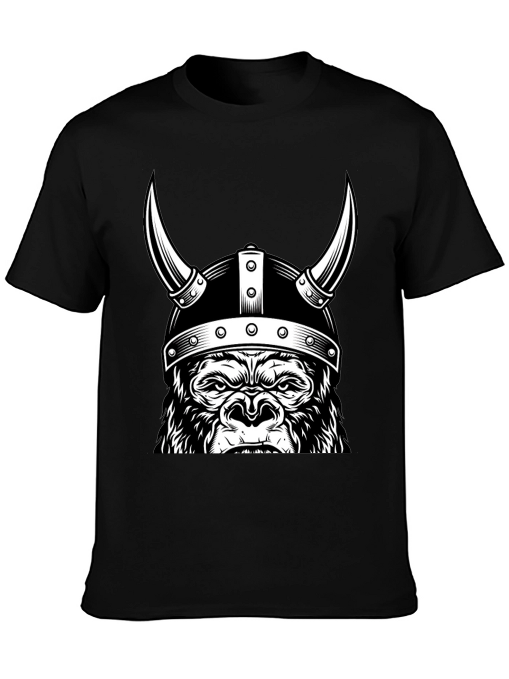 Viking Gorilla Graphic T-Shirt - Black