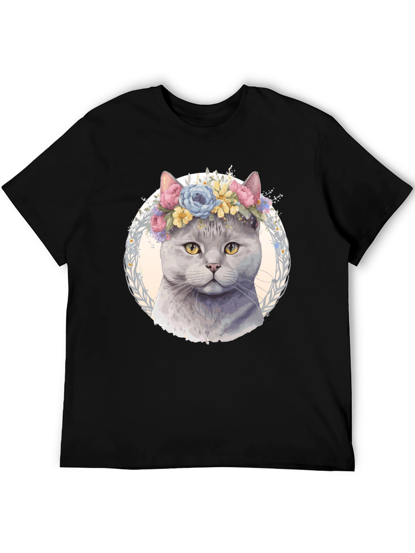 Cat with Floral Crown T-Shirt - Unique Design