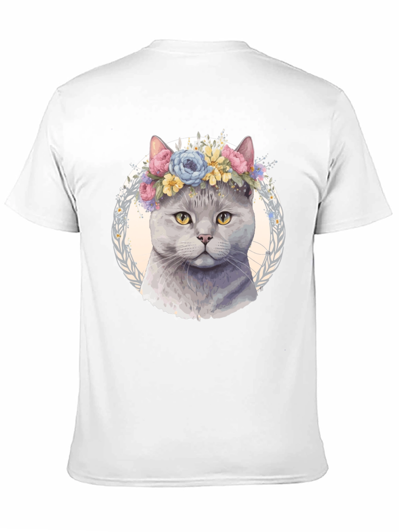 Cat with Floral Crown T-Shirt - Unique Design