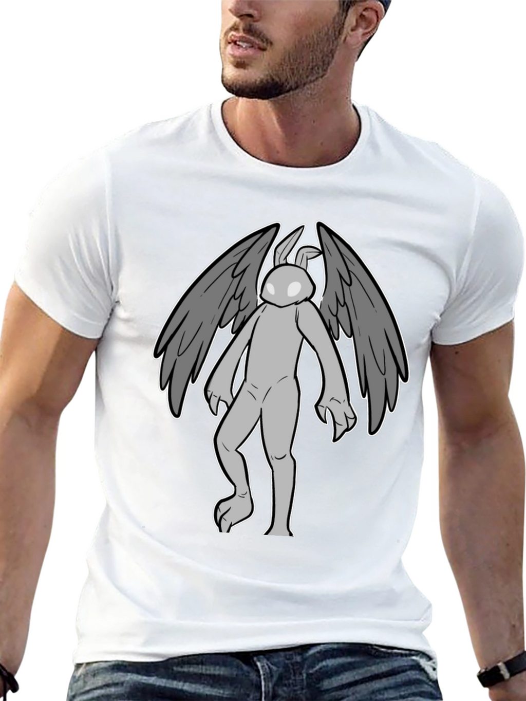 Winged Rabbit Graphic Tee - Black Cotton Blend
