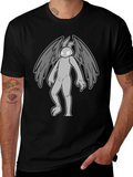 Winged Rabbit Graphic Tee - Black Cotton Blend